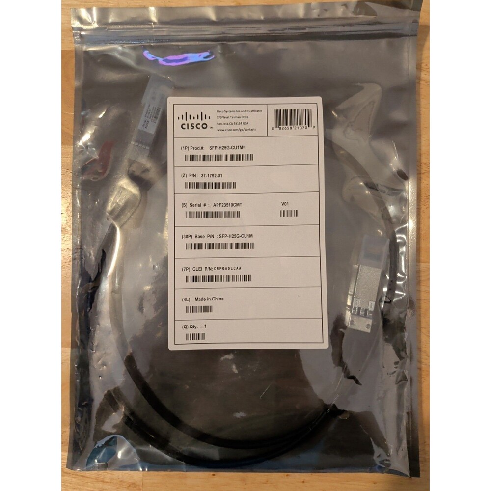 CISCO SFP-H25G-CU1M 25G  Copper Cable 1m 37-1792-01 Data Connection